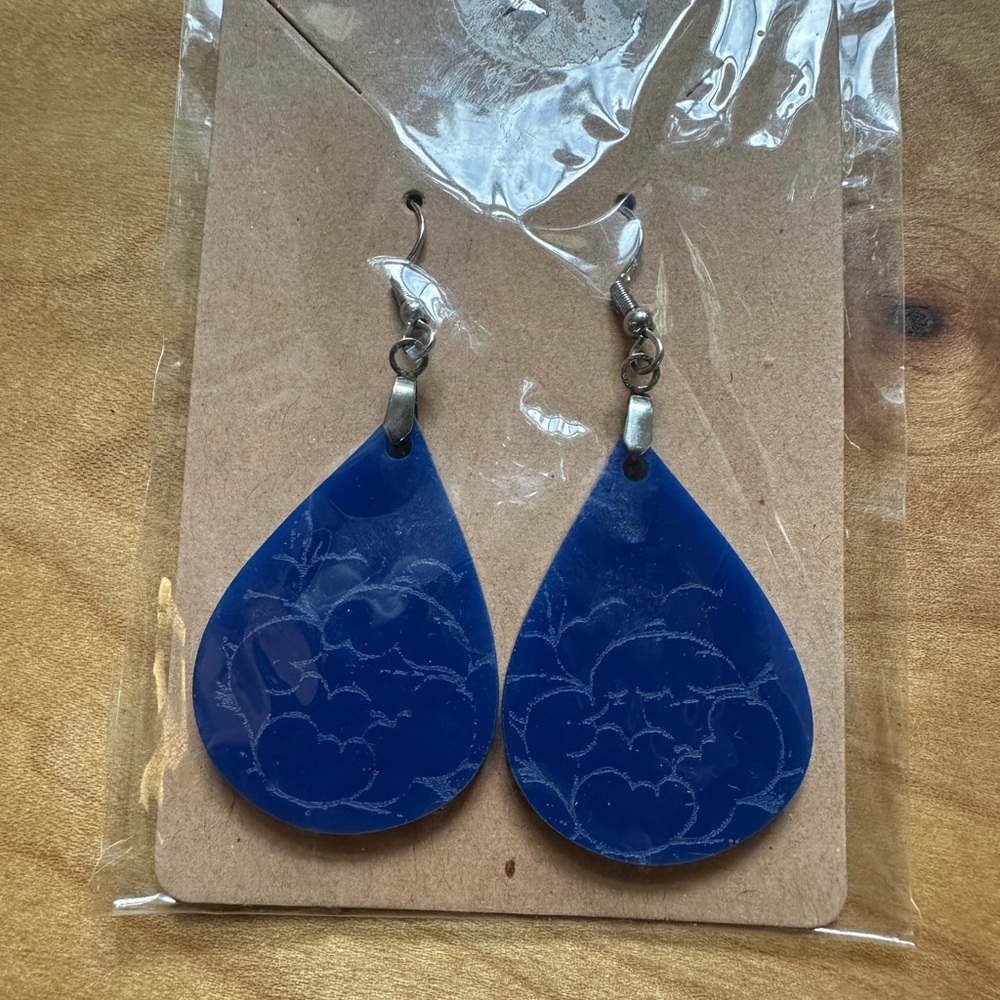 NWOT Blue Teardrop Earrings